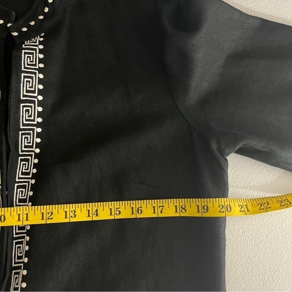 Parisian Signature Linen Blazer Women's 10 Embroidered Black Long Sleeve - Picture 12 of 13